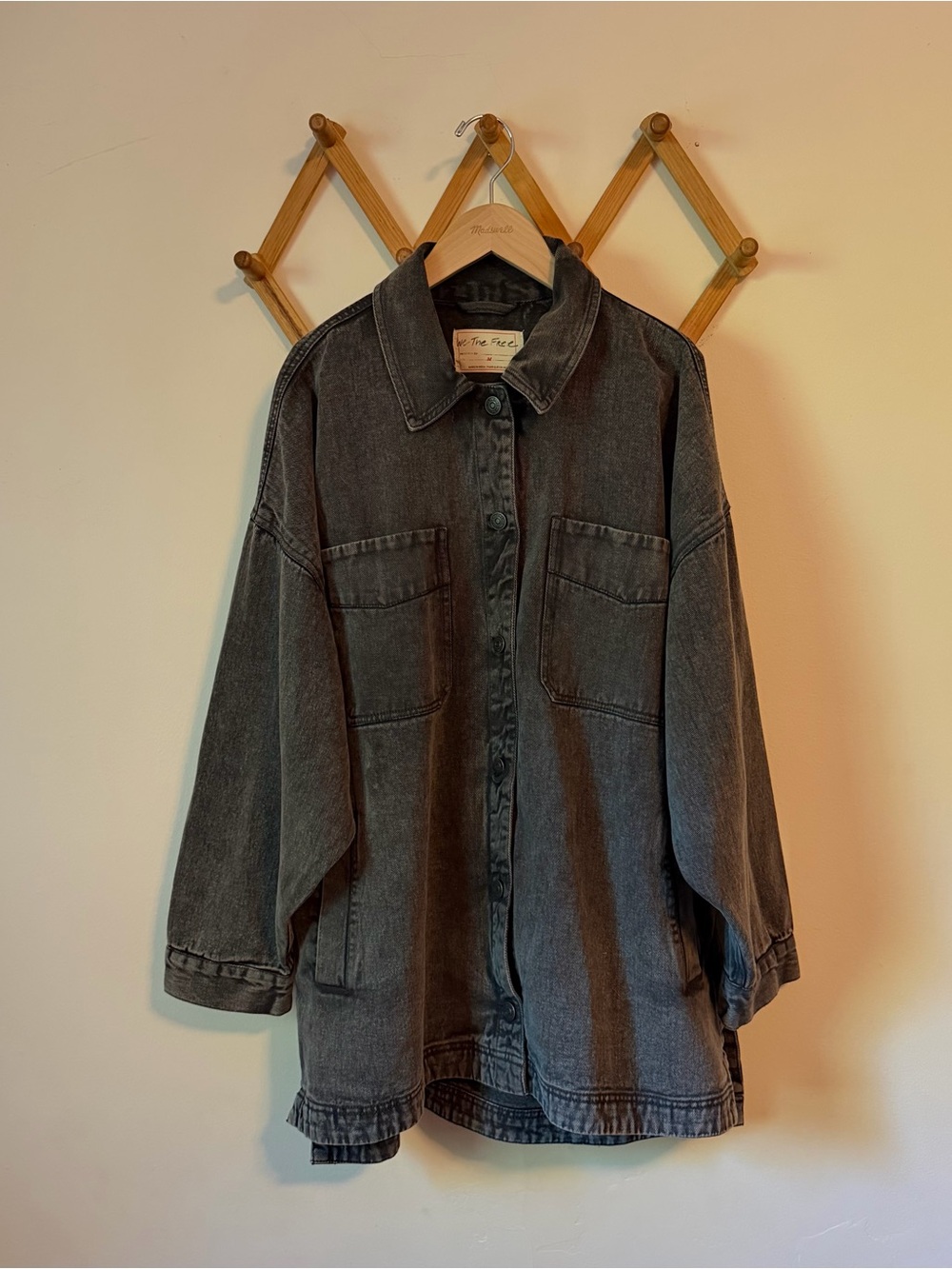 We The Free Madison City Black Washed Denim Jacket - Free People